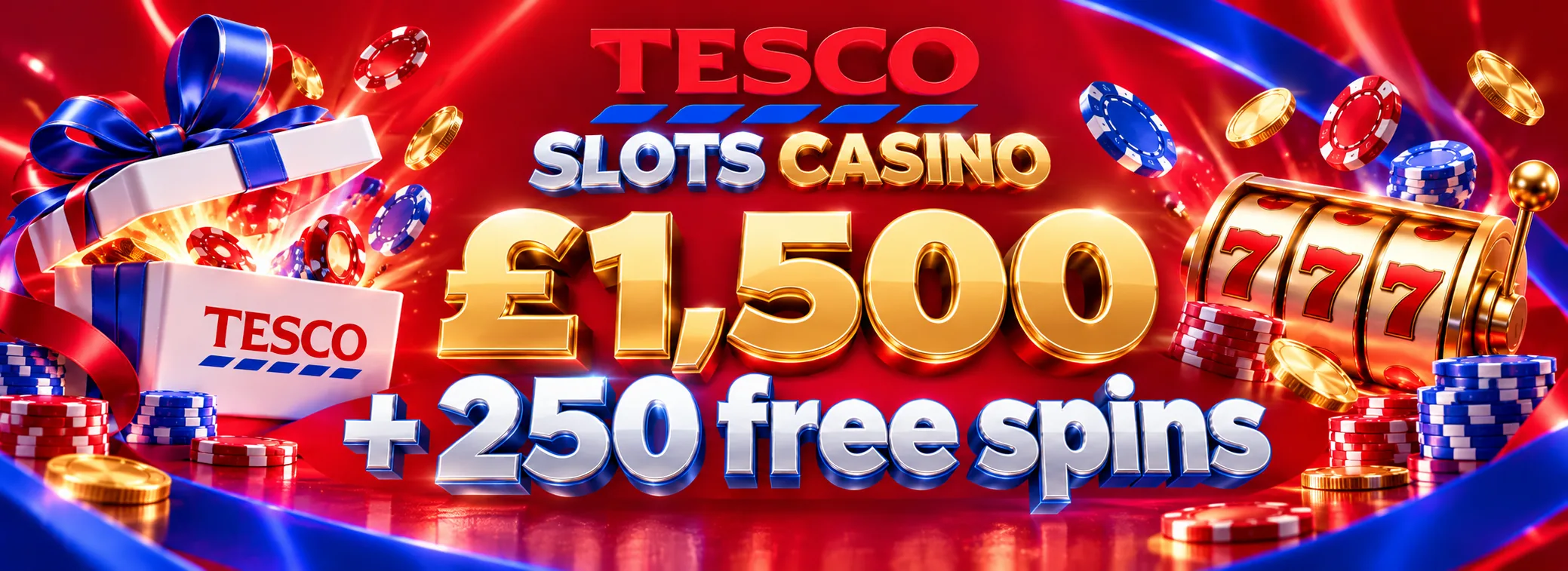 Welcome match and 250 spins at Tesco Slots Casino